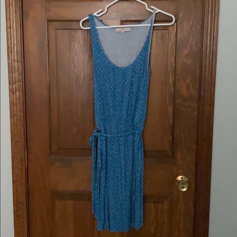Loft blue/white knit dress -M
